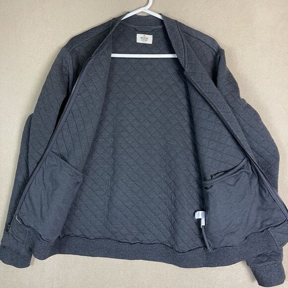 Marine Layer Jacket Adult‎ Medium Gray Quilted Bomber Full Zip Casual Mens - Picture 8 of 13